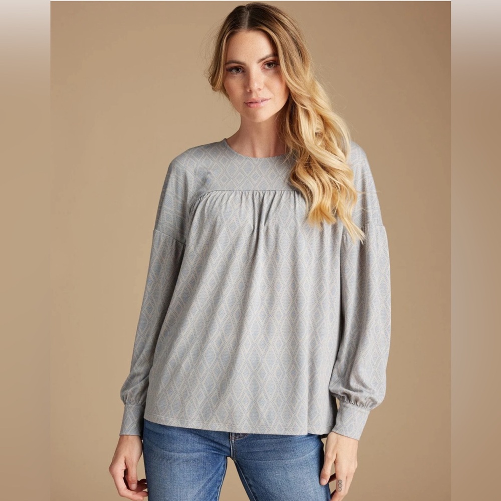 DownEast Fly Away Blouse - Diamond pattern XL